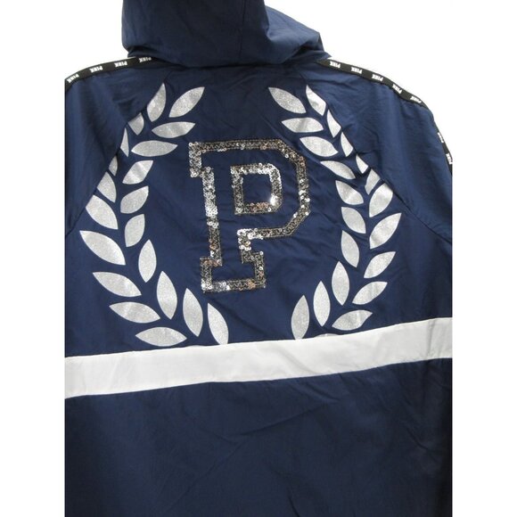 PINK Victorias Secret Jacket XS Small Anorak Hoodie Glitter Sequin - Picture 10 of 13